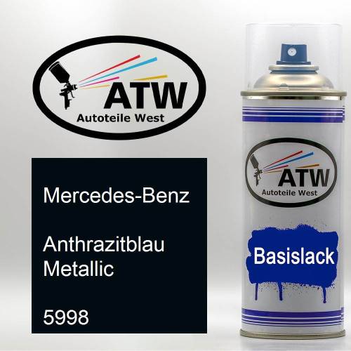 Mercedes-Benz, Anthrazitblau Metallic, 5998: 400ml Sprühdose, von ATW Autoteile West.